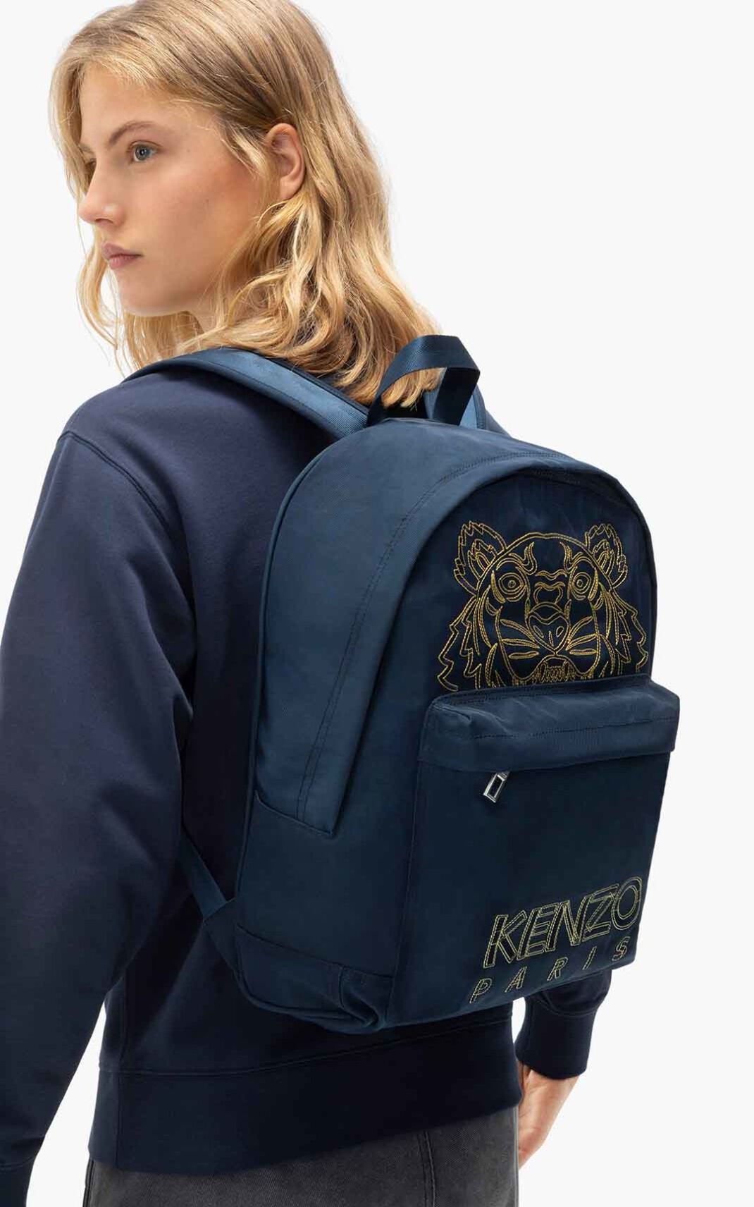 Sac À Dos Kenzo Kampus Tiger Homme Bleu Marine Bleu | NQEJ-95340